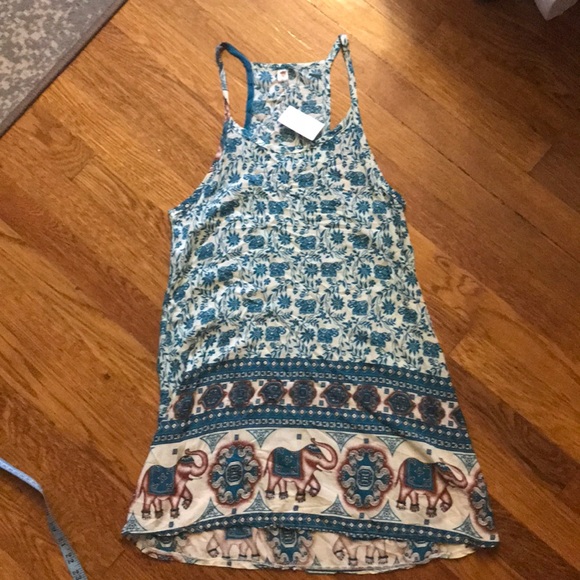 Tops - Sheer Hippi Blue/teal Racerback tank/mini dress